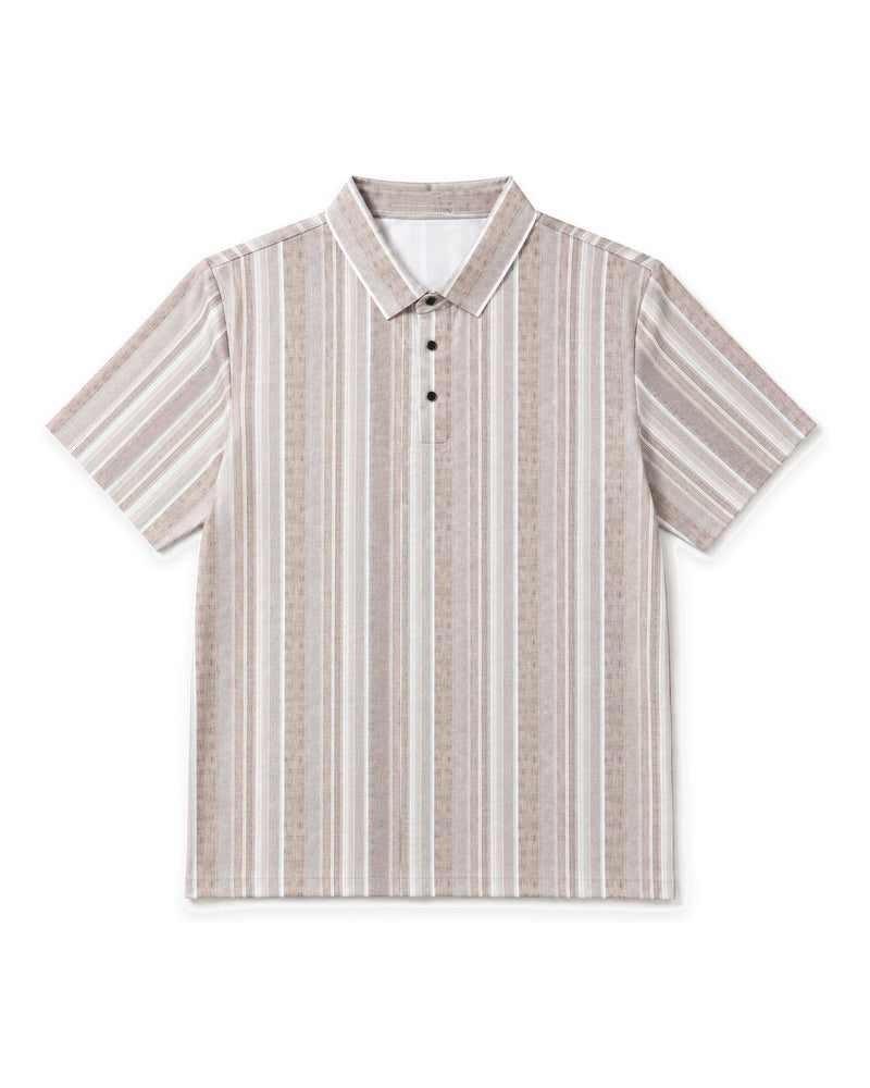 Men's Blush Beige Pinstripe Polo Shirt