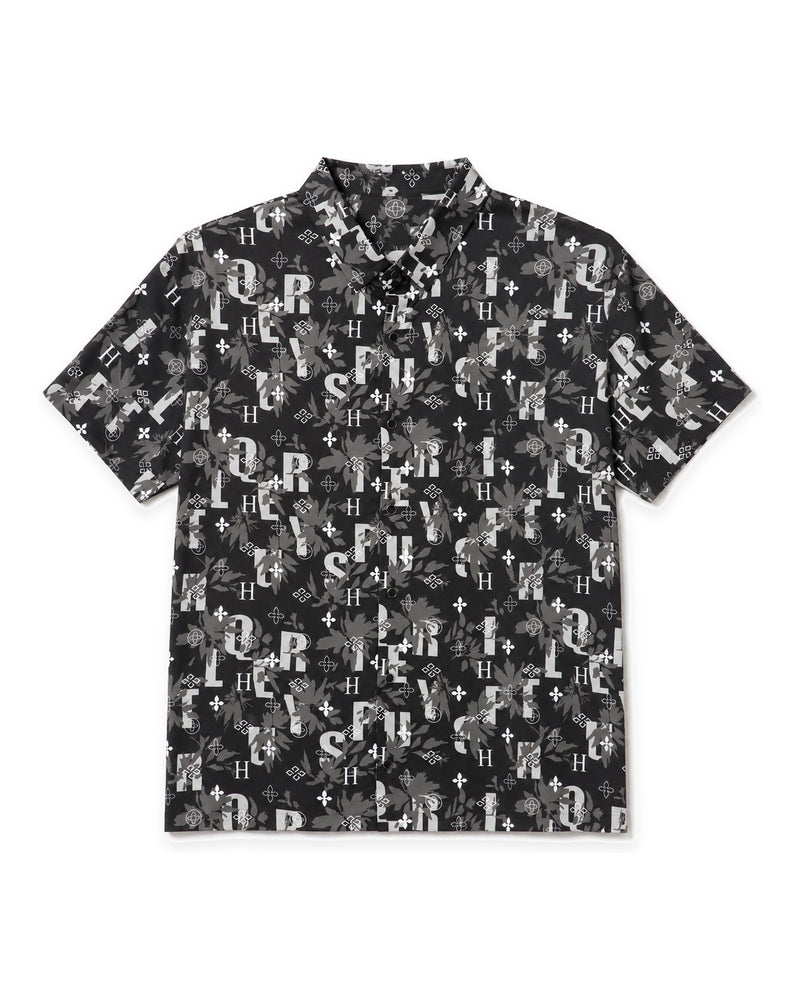 Men's Black Gray Letter Print Polo Shirt