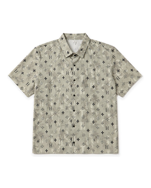 Men's Beige Black Monogram Print Polo Shirt