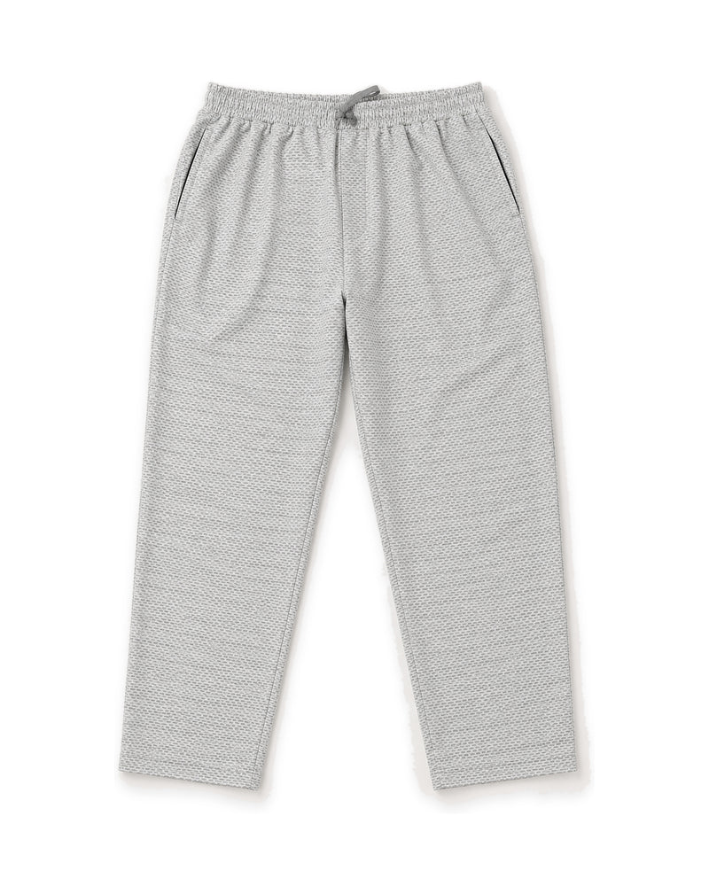 Men's Light Gray Micro-Pattern Drawstring Straight-Leg Trousers